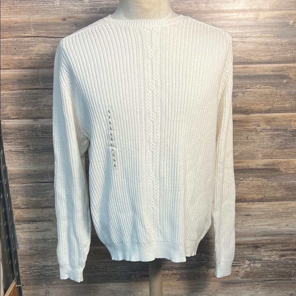 Nautica Men's Crewneck Ivory Sweater NWT V2